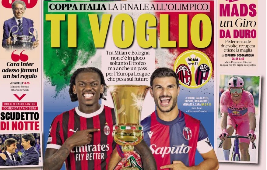 Today’s Papers – Milan and Bologna want the cup, Scudetto countdown
