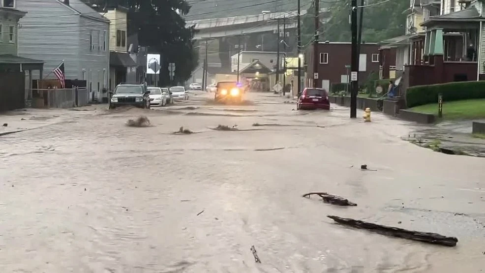 Wheeling streets submerged again; debris and mud force road closures Thursday night