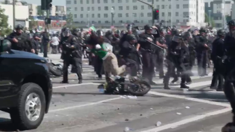 Freeways blocked, cars on fire: LA protests against immigration raids and National Guard deployment