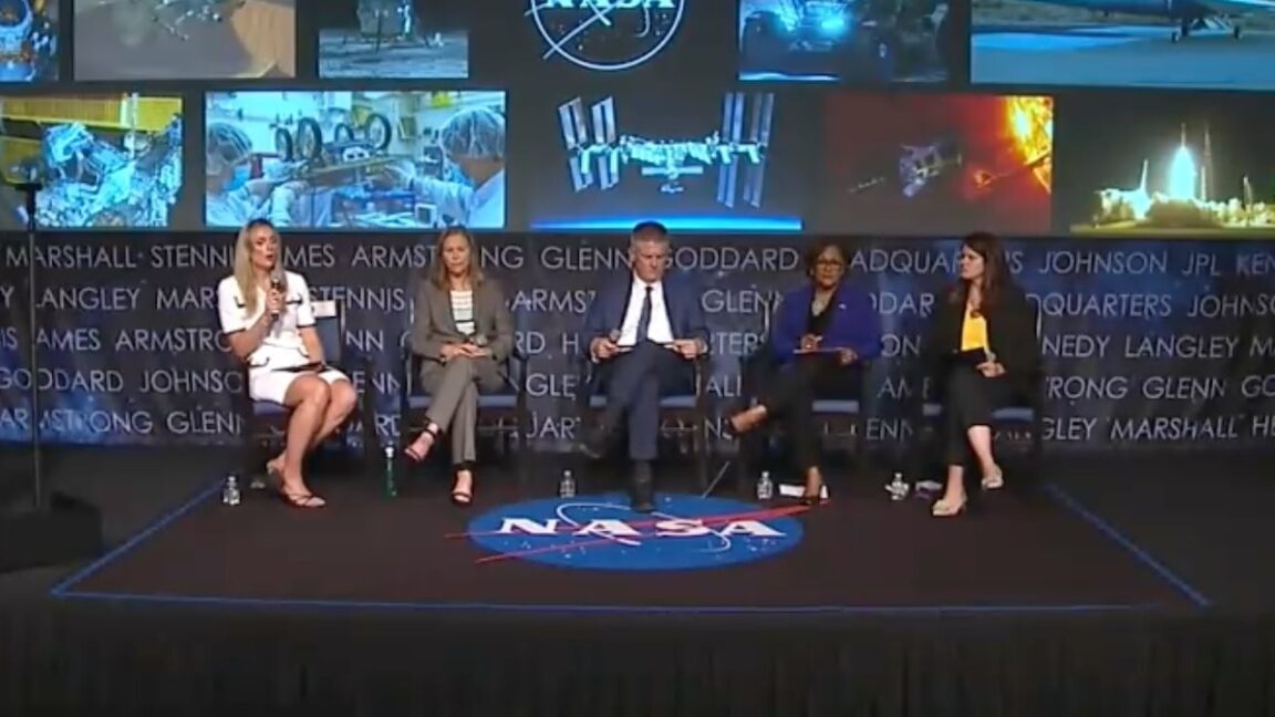 During a town hall Wednesday, NASA officials on stage looked like hostages