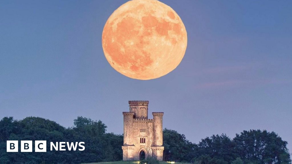 Strawberry Moon 2025 captured across Wales