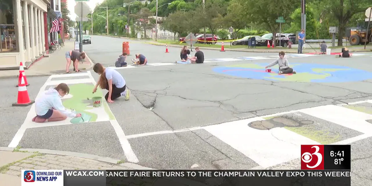 Whitehall students repaint crosswalks near Waterfront Business District