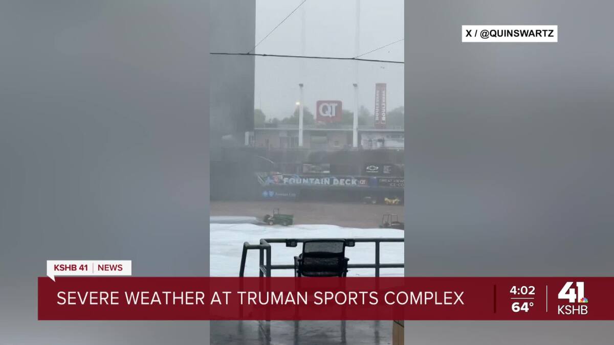 High winds, heavy rains hit Truman Sports Complex in Kansas City, Missouri