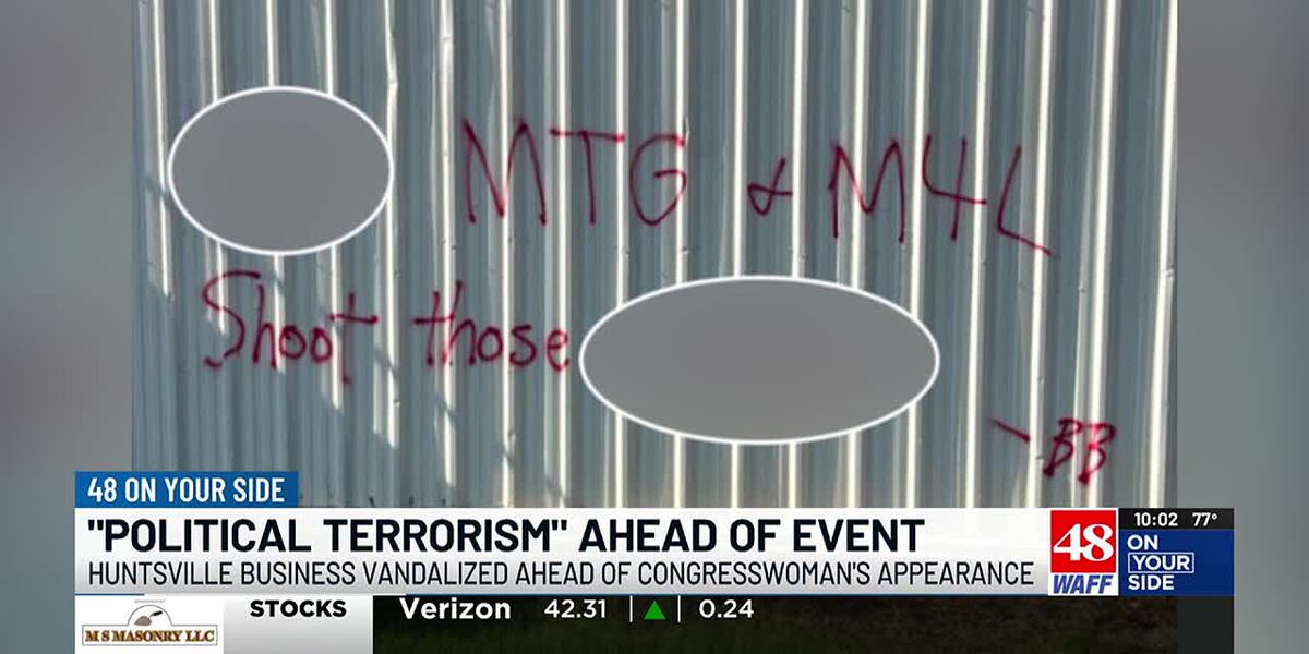 Vulgar and threatening graffiti painted on Huntsville business ahead of Republican congresswoman’s visit