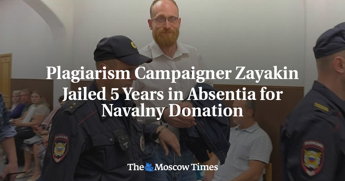 Plagiarism Campaigner Zayakin Jailed 5 Years in Absentia for Navalny Donation