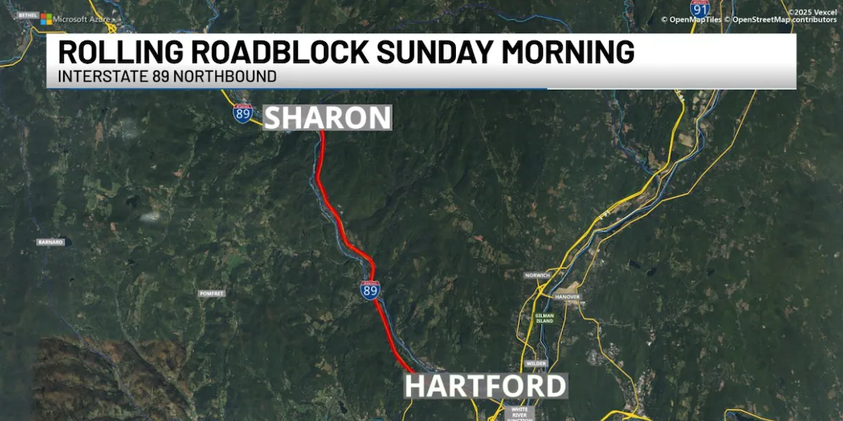 Sunday morning travel alert for Interstate 89