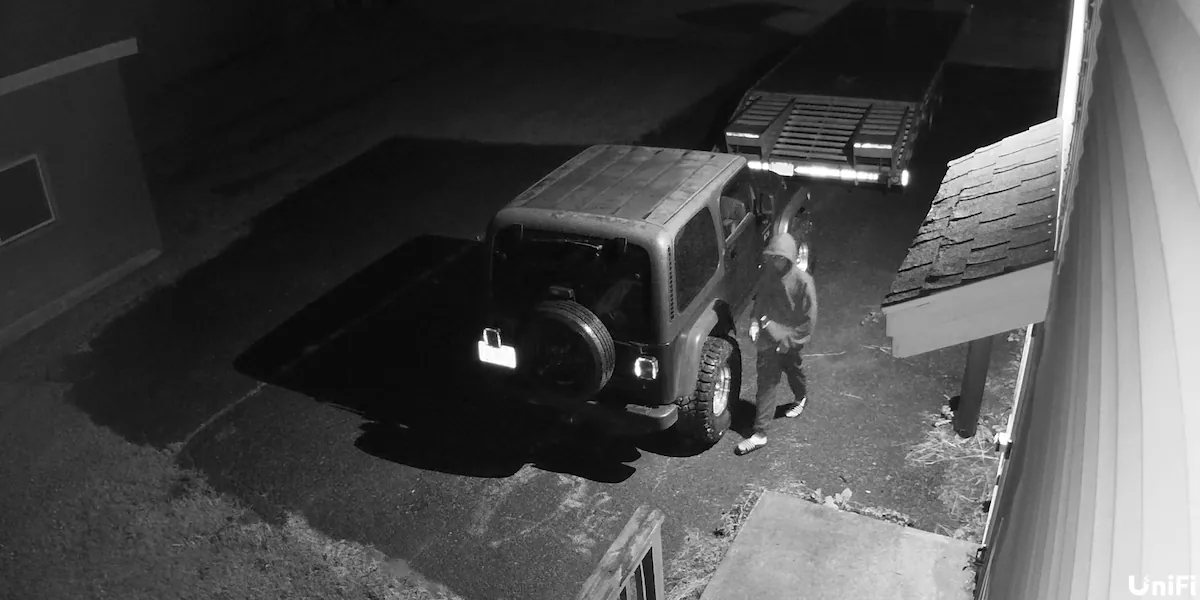 Police searching for suspect who broke into multiple cars, garage, tried to break into business