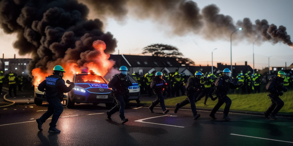 Masked rioters in Northern Ireland attack police, torch houses for second night
