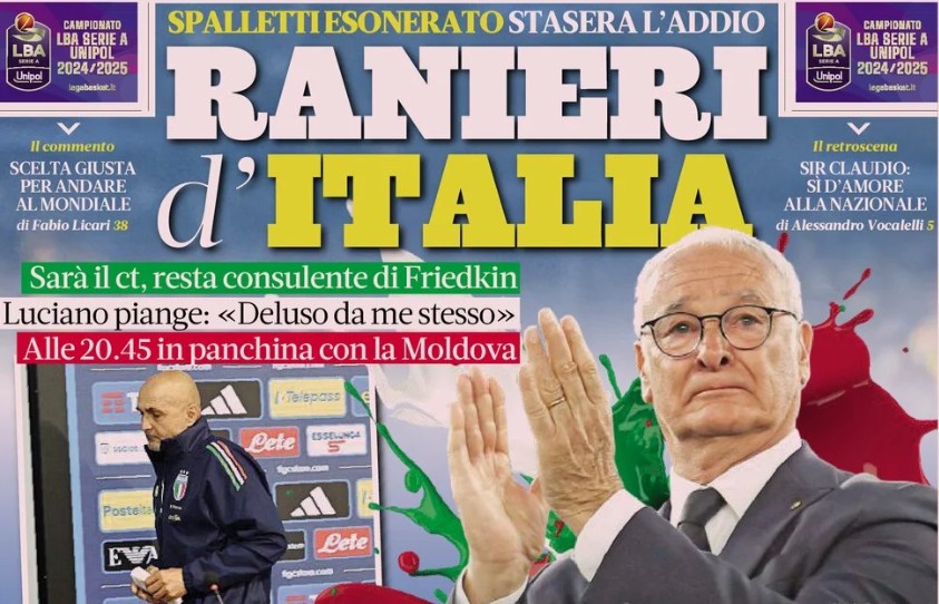 Today’s Papers – Ranieri for Italy, Spalletti cries
