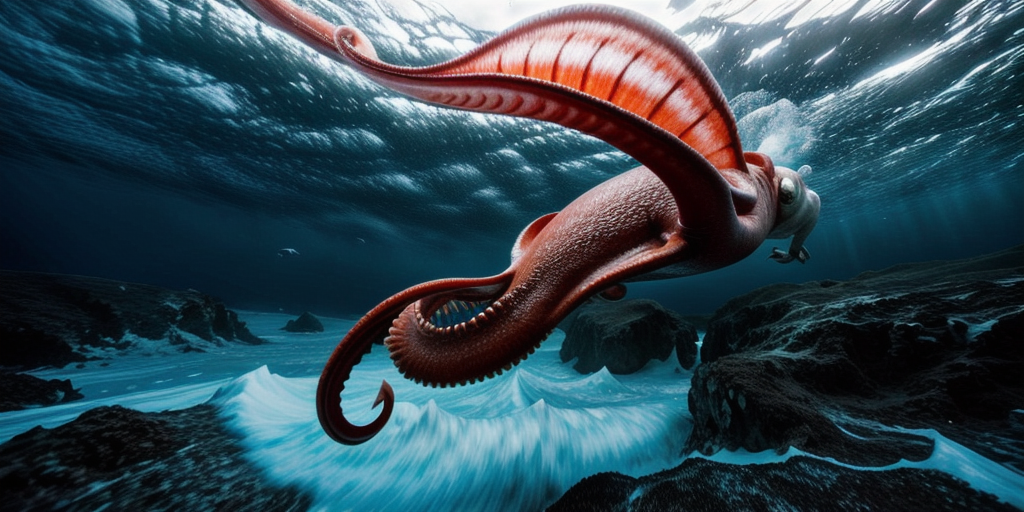 Haunting blood-red squid with large hooks drifts through Antarctic ocean's midnight zone in world-first video