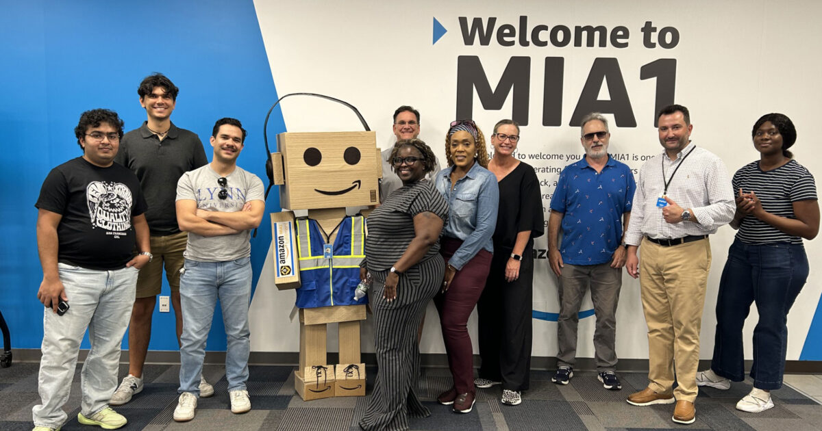 College of Business and Management students and faculty tour Amazon facility