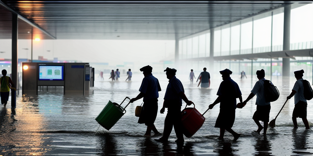 Watch: Delhi Airport floods after rainwater enters terminal; staff use buckets to clear it | India News