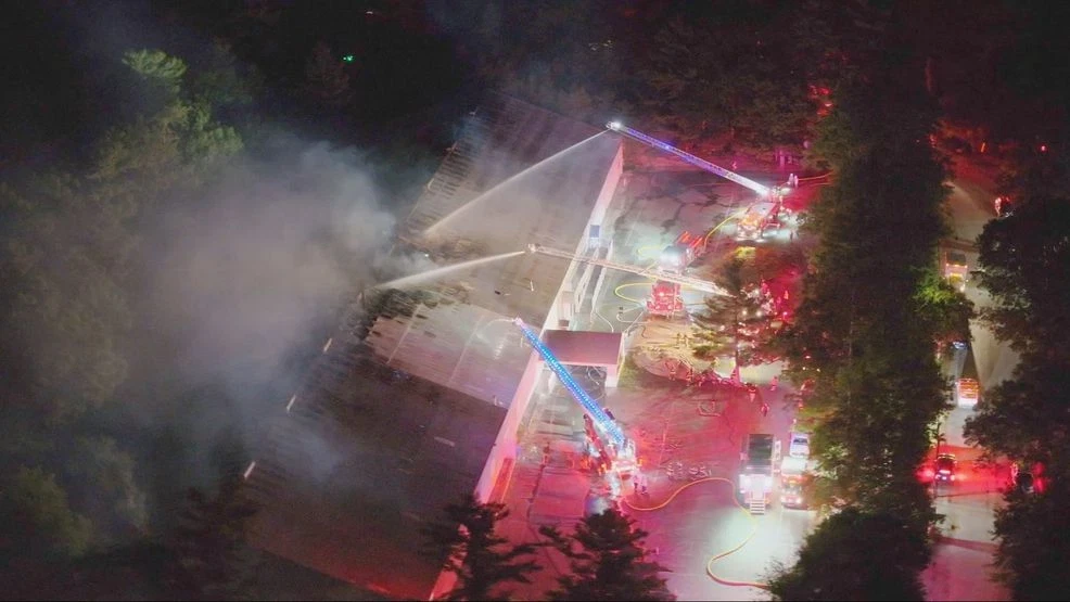 Massive fire damage sports complex in Hingham, Massachusetts
