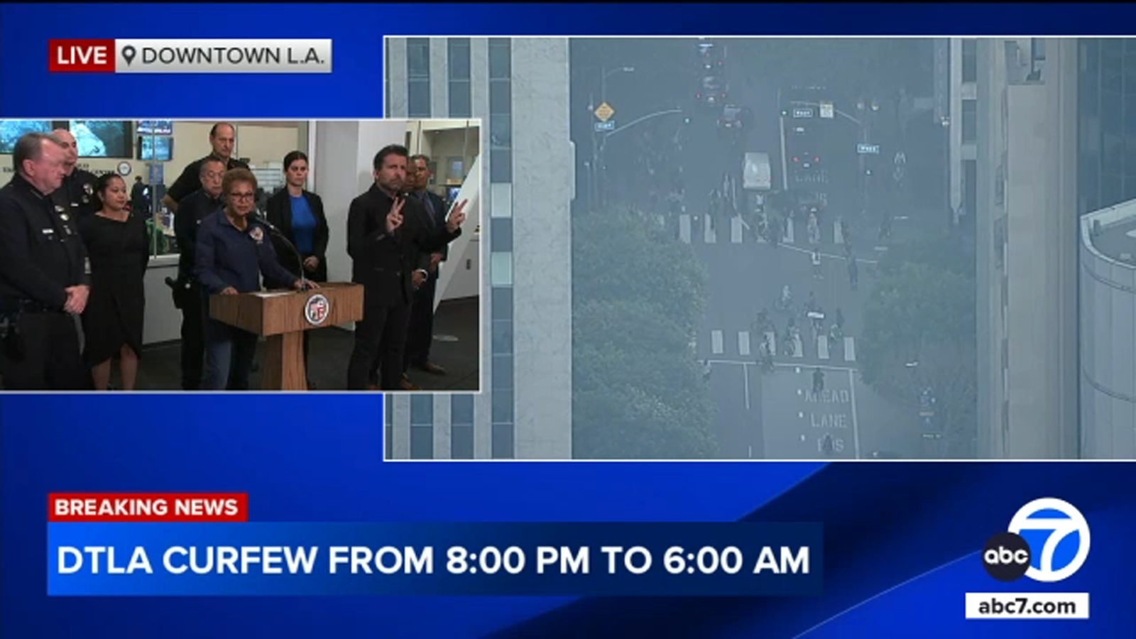 Mayor Bass announces curfew for DTLA amid ongoing anti-ICE protests