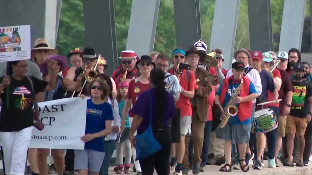 Juneteenth event in Portsmouth includes march over bridge, rededication of African Burying Ground