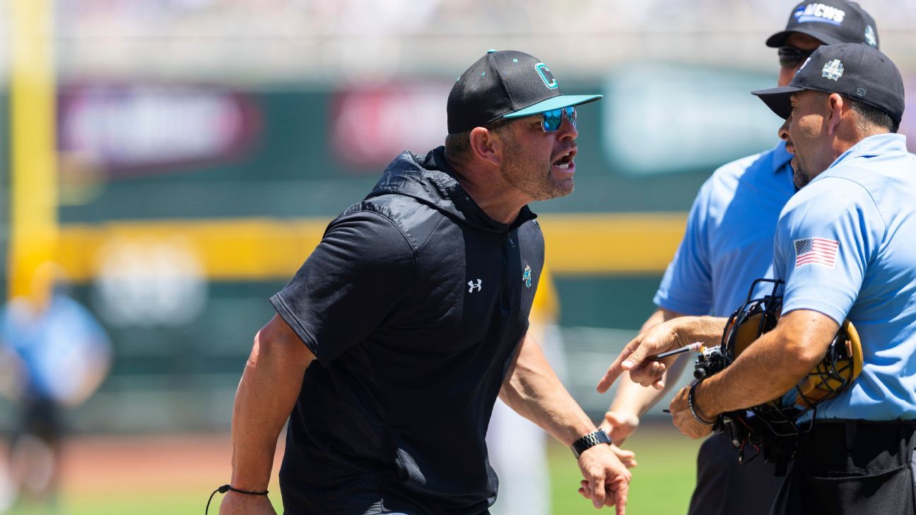 Coastal Carolina HC ejected, to miss rest of CWS