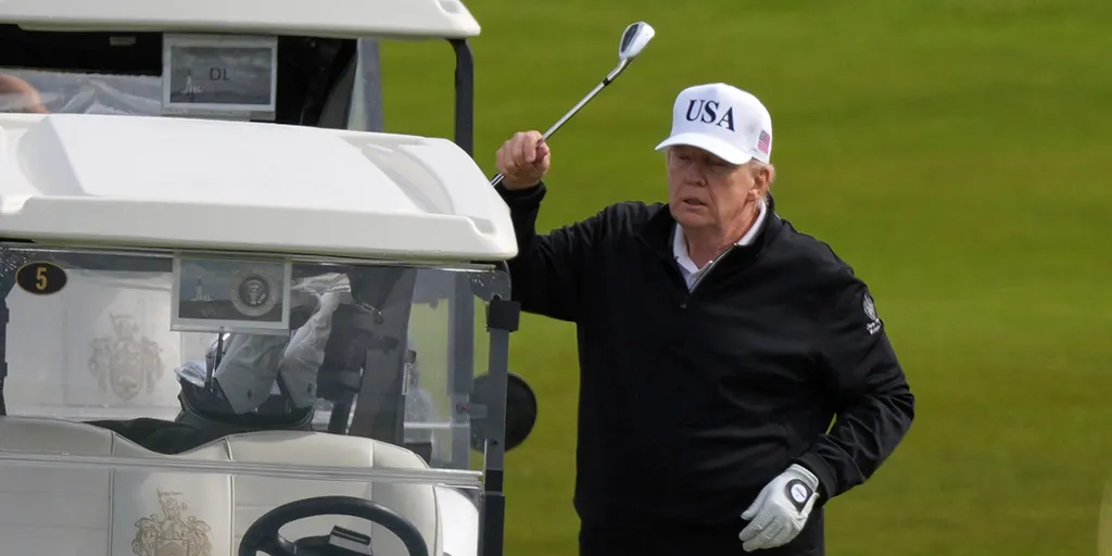 Trump shows off golf skills at Turnberry resort during Scotland visit, cites Gary Player's prior praise