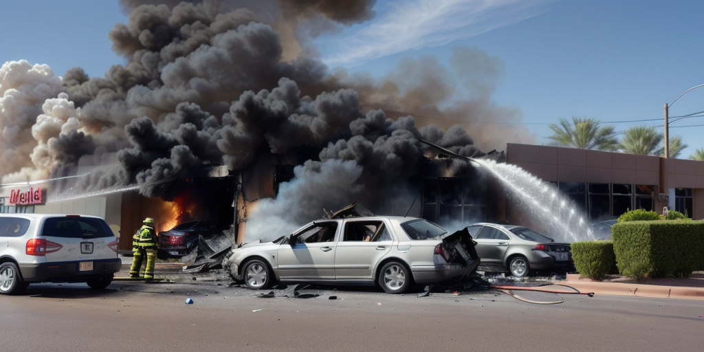 One person dead after car crashes into central Phoenix business, catching building on fire