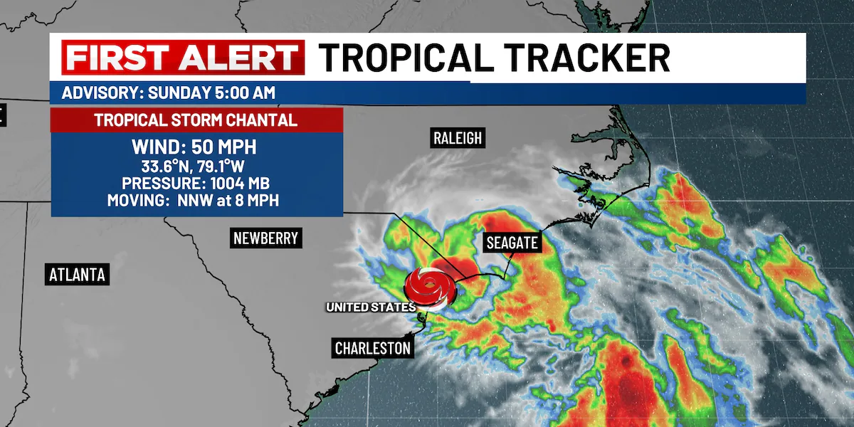 FIRST ALERT: Tropical Storm Watch dropped for Charleston County as Chantal moves inland
