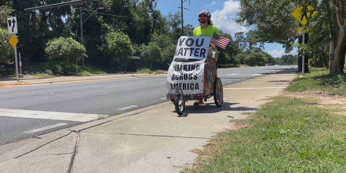 Man walking across America for mental health, drug addiction reaches the Florida Capitol