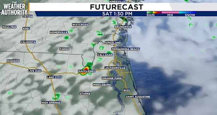 Not as hot, scattered showers, and breezier conditions round out your Saturday forecast