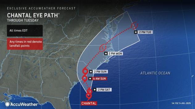 Tropical Storm Chantal to make landfall in South Carolina Sunday morning