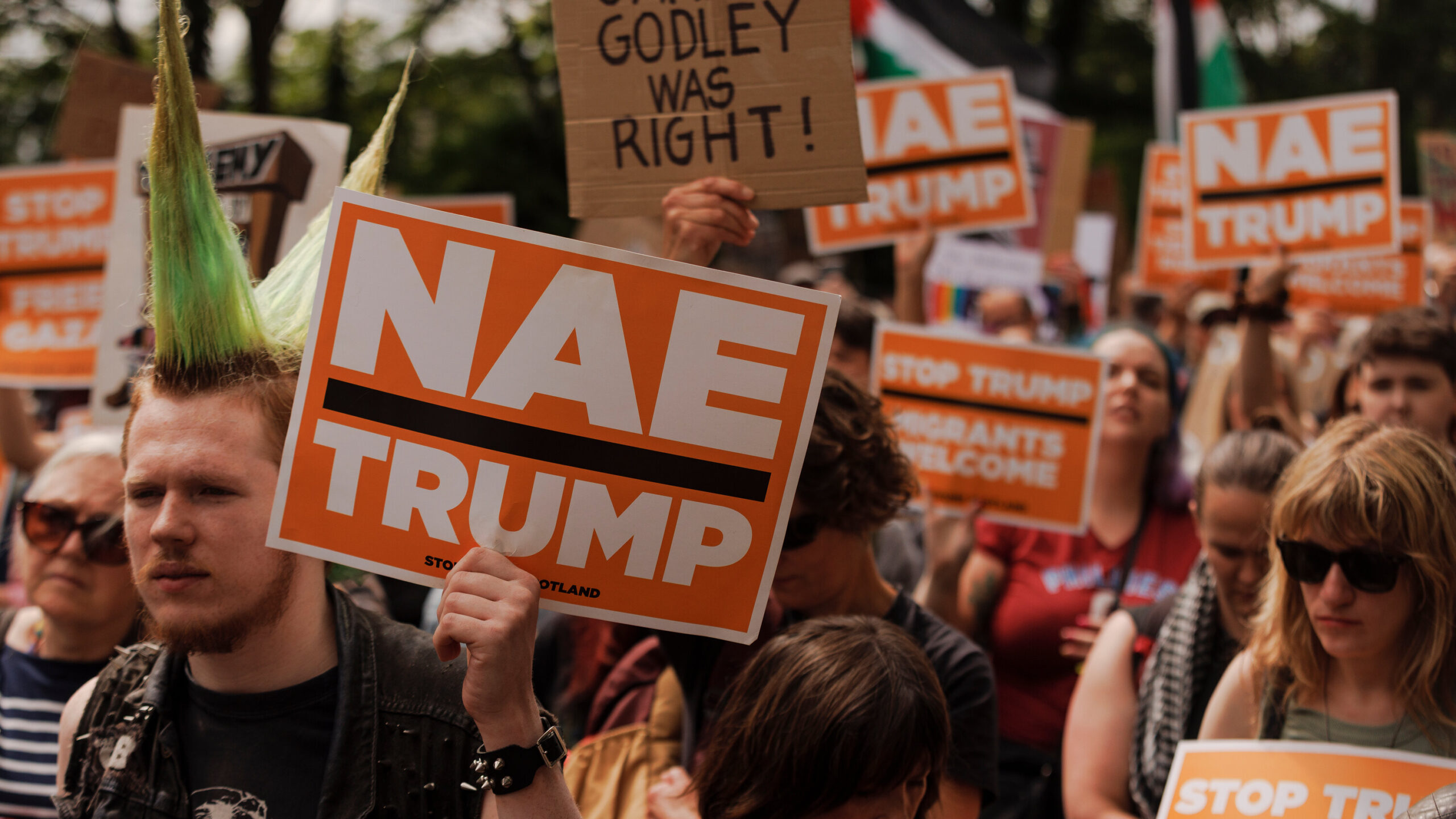 A Golfing Trump Is Greeted by Protesters in Scotland