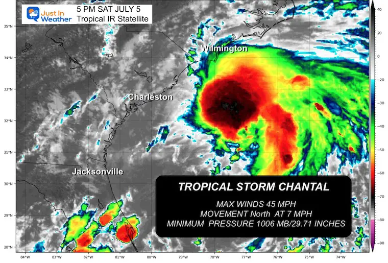 Tropical Storm Chantal Forecast Landfall Sunday And Impact Monday