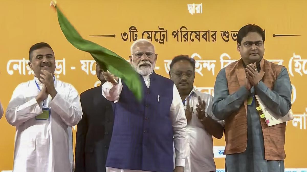 PM Modi flags off three new metro routes in Kolkata