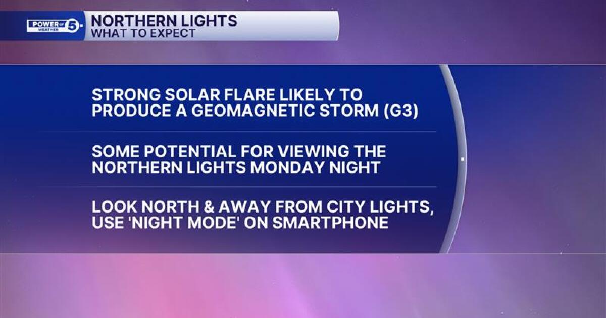 Northern lights could make a return to Cleveland Monday night