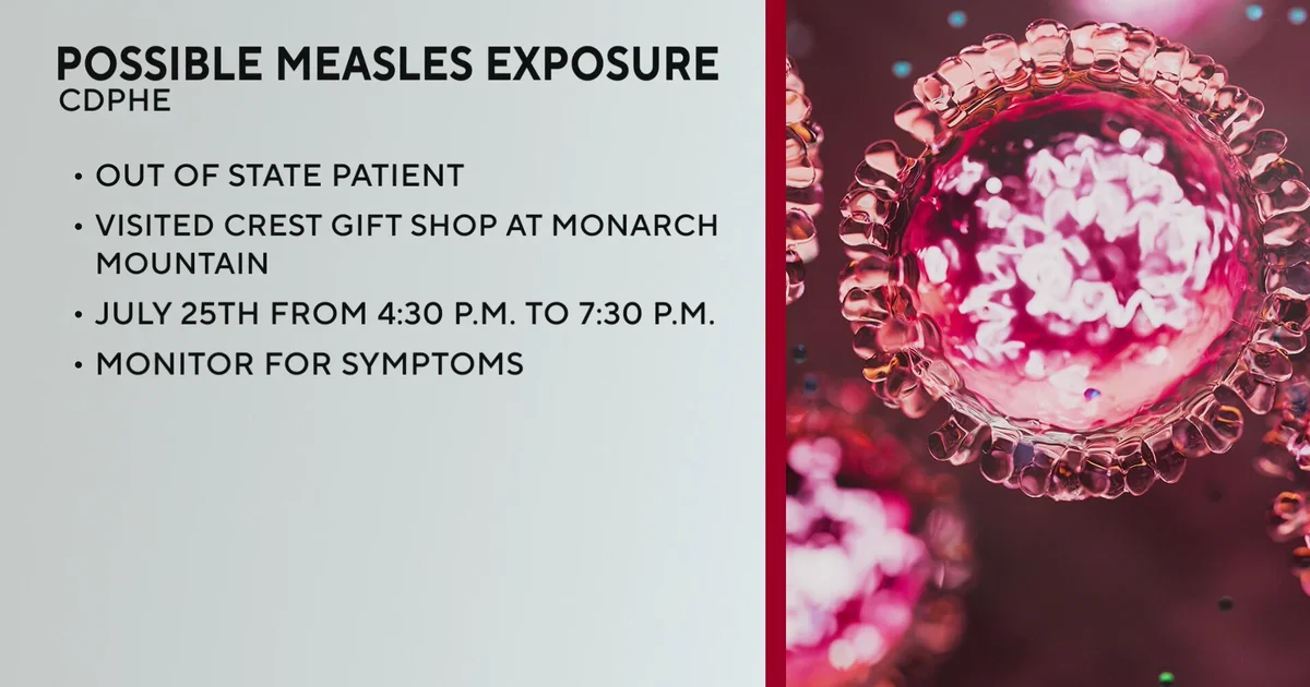 Colorado Department of Public Health warns of possible measles exposure