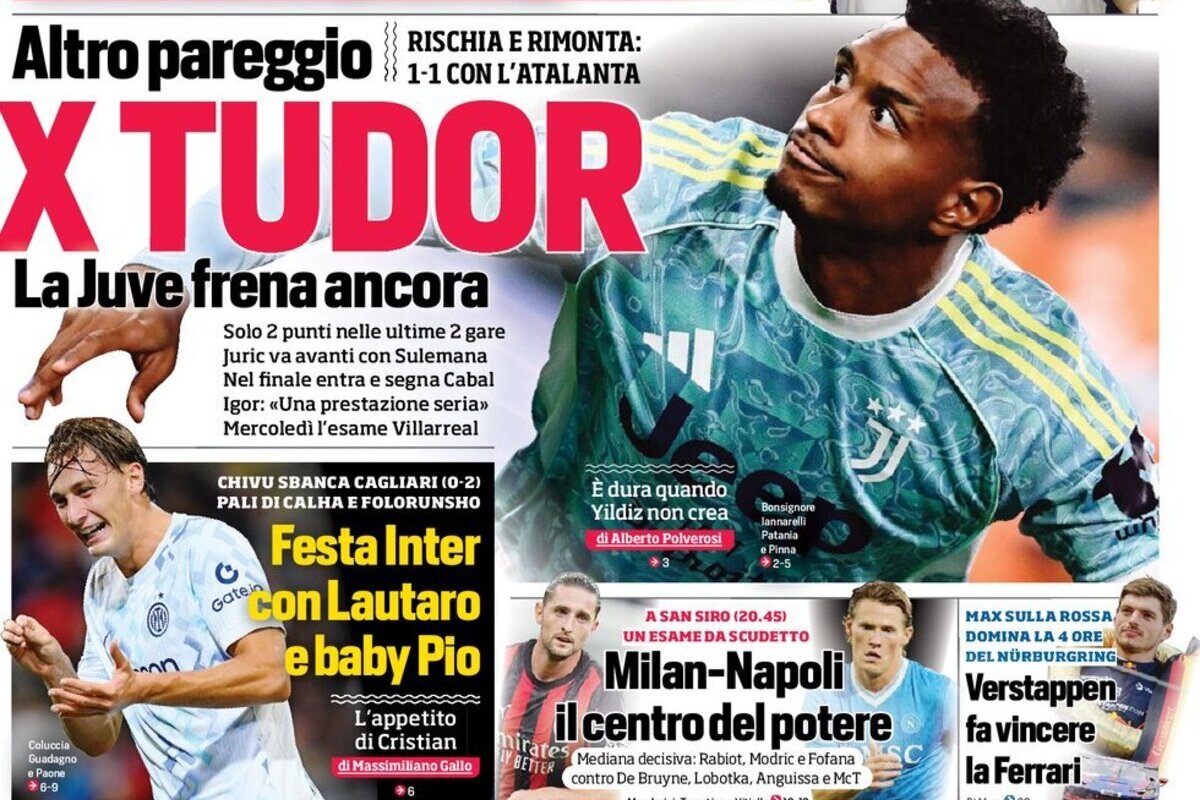 Today’s Papers: Inter lift off, another Juve draw, Milan-Napoli
