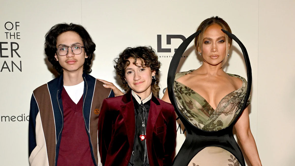 Jennifer Lopez and Marc Anthony’s kids proudly pose next to their mom at the premiere of 'Kiss of th